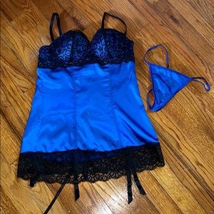 *Last Chance*Blue with black lace lingerie